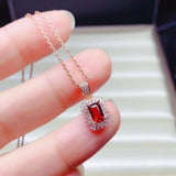 Garnet Gemstone Necklace for Women - Real 925 Silver
