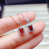 Garnet Gemstone Necklace for Women - Real 925 Silver