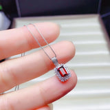 Garnet Gemstone Necklace for Women - Real 925 Silver