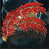 Red Leaf Bridal Hair Combs Crystal Rhinestone Wedding Hair Clips