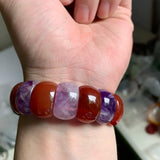 Red Agate & Amethyst Stone Beads Bracelet
