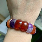 Red Agate & Amethyst Stone Beads Bracelet