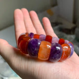 Red Agate & Amethyst Stone Beads Bracelet