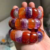 Red Agate & Amethyst Stone Beads Bracelet