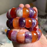 Red Agate & Amethyst Stone Beads Bracelet