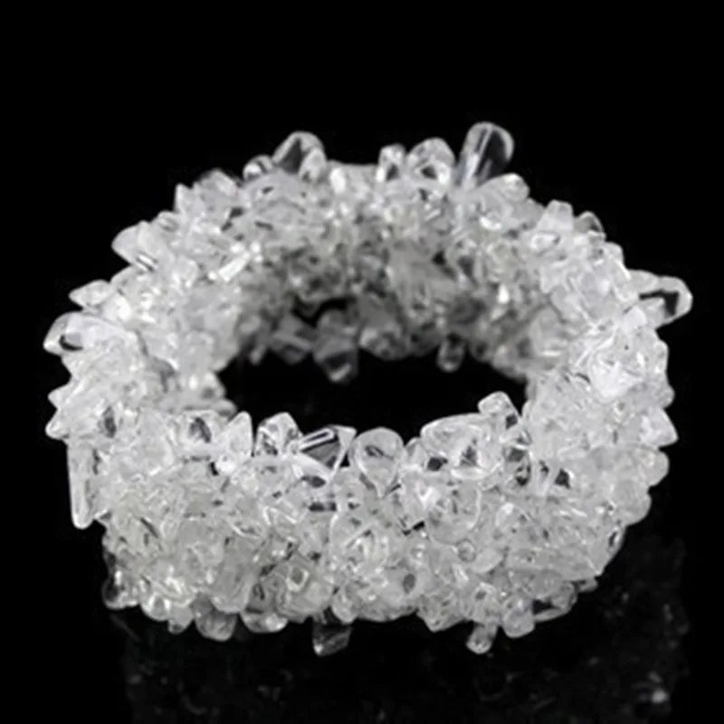 Baroque Garnet Amethyst Tourmaline Quartz Crystal Bracelet 7.5in