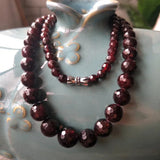 Red Garnet Faceted Round 5-10mm Necklace 18in Beads