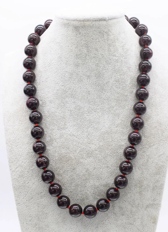 Red Garnet Round 14mm Necklace 18inch Nature Beads Amazing Xmas