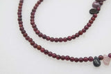 Red Garnet Round Necklace with Tourmaline Drop 3mm Beads 18 Inch