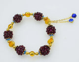 Garnet Stone Beads Bracelet with Pink, Amazonite, Yellow Amethysts, 7.5in