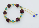 Garnet Stone Beads Bracelet with Pink, Amazonite, Yellow Amethysts, 7.5in