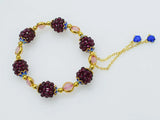 Garnet Stone Beads Bracelet with Pink, Amazonite, Yellow Amethysts, 7.5in