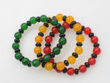 Red Green Yellow Jade Agate Bracelet 7.5 Inch