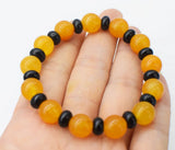 Red Green Yellow Jade Agate Bracelet 7.5 Inch