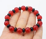 Red Green Yellow Jade Agate Bracelet 7.5 Inch
