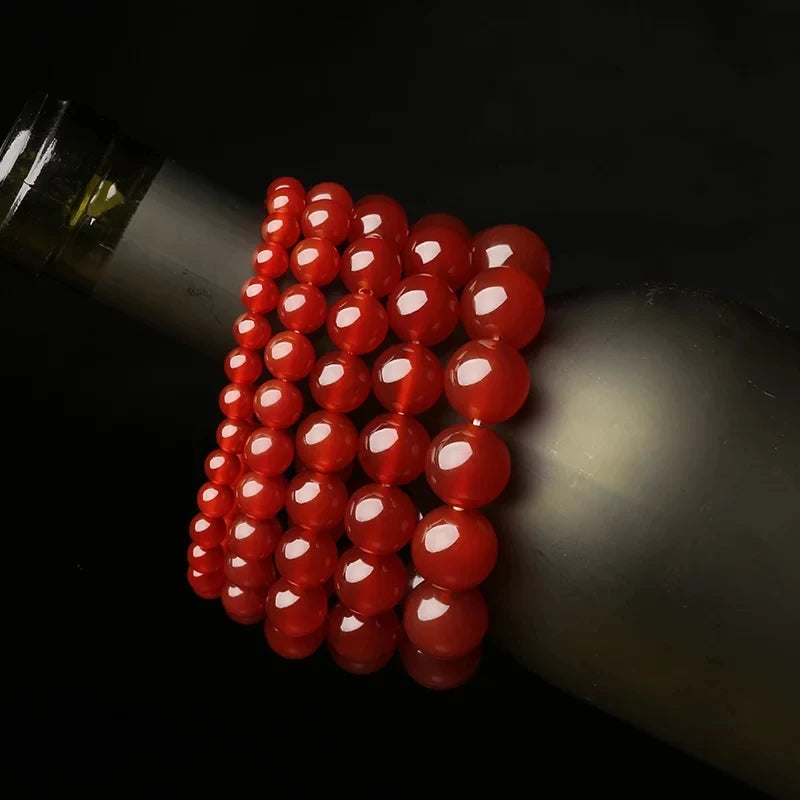 Red Jade Round 4-18mm Bracelet 7.5inch Beads Nature