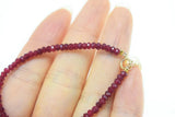 Red Ruby Roundel Faceted 3*2mm Bracelet with 14K Plated Clasp