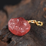 Red Strawberry Quartz Cat Foot Pendant Beads