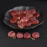 Red Strawberry Quartz Cat Foot Pendant Beads