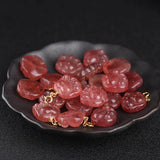Red Strawberry Quartz Cat Foot Pendant Beads