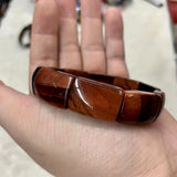 Red Tiger Eye Stone Bracelet Natural Gemstone Bangle Jewelry for Men and Women