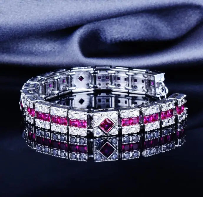 Red Zircon Women Vintage Bracelet
