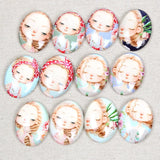 20pcs Girl Face Oval Glass Cabochons DIY Pendant Necklace