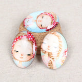 20pcs Girl Face Oval Glass Cabochons DIY Pendant Necklace