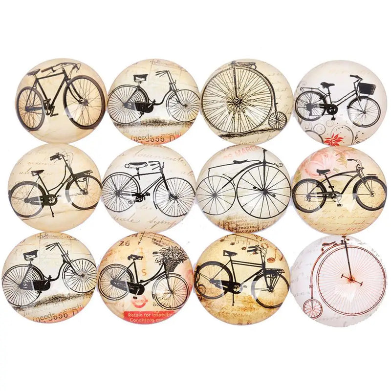 Vintage Bicycle Bike Glass Cabochons DIY Jewelry Components