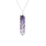 Reiki Amethyst Sword Pendant Necklace Tree of Life Choker