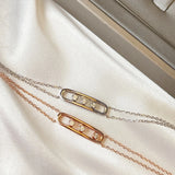 Double Layer Bracelet with Removable Diamond Logo, 925 Sterling Silver