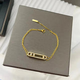 Double Layer Bracelet with Removable Diamond Logo, 925 Sterling Silver