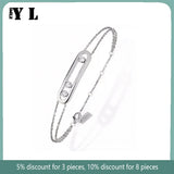 Double Layer Bracelet with Removable Diamond Logo, 925 Sterling Silver