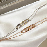 Double Layer Bracelet with Removable Diamond Logo, 925 Sterling Silver