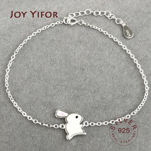Vintage Rabbit Charm Bracelet Thai Silver Beads Chain for Hip Hop
