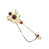 Vintage Glaze Stone Tassel Pin Sun Crown Pearl Magic Wand Brooch