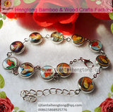 Metal Round Bead Bracelet 5pcs - Religious Saint Sticker - Epoxy
