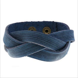 Retro Brown Leather Braid Bracelet for Men Charms Snap Button Wristband