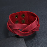 Retro Brown Leather Braid Bracelet for Men Charms Snap Button Wristband