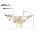 Rhinestone Hair Accessory Ceramic Flower Faux Pearls Hair Comb