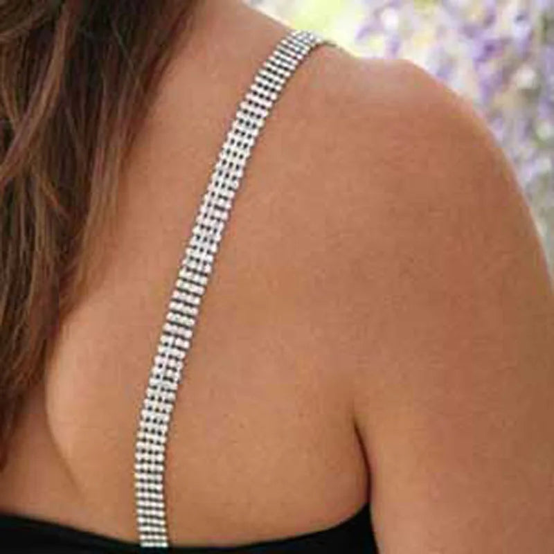 Rhodium 4-Row Rhinestone Bra Strap Belt