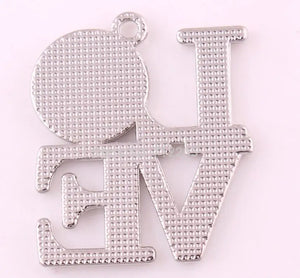Rhodium Plated 20pcs Crystal LOVE Blank Pendant for Photo Insertion