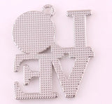Rhodium Plated 20pcs Crystal LOVE Blank Pendant for Photo Insertion