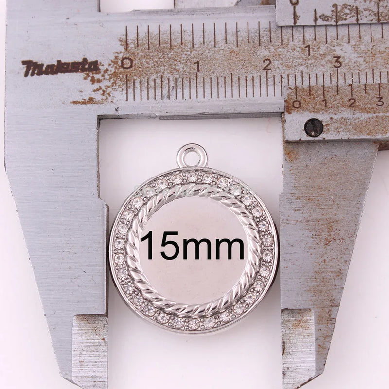 Rhodium Plated 20pcs Clear Crystal Round Charms for DIY Jewelry