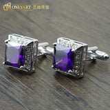 Purple Crystal Cufflinks for Wedding Men Accessory
