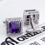Purple Crystal Cufflinks for Wedding Men Accessory