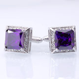 Purple Crystal Cufflinks for Wedding Men Accessory