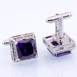 Purple Crystal Cufflinks for Wedding Men Accessory