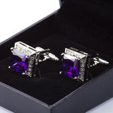 Purple Crystal Cufflinks for Wedding Men Accessory
