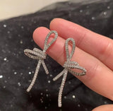 Ribbon Bow Hollow Flower Earrings for Women